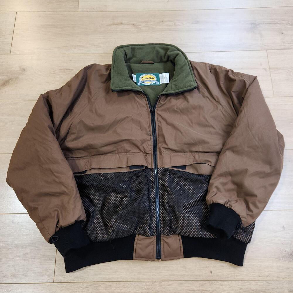 Vintage Cabelas Outdoor Jacket Mens XL Brown Shooting Upland Bomber Hunting